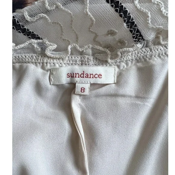 Sundance Women's Mesh  Ivory Lace Embroidered Dress Sleeveless Boho Size 8 - Picture 10 of 12